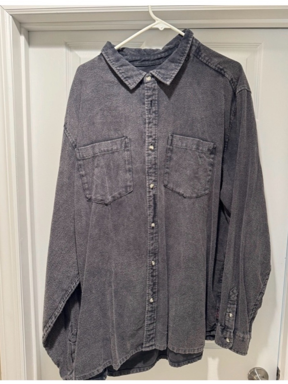 BDG Washed Gray Long-Sleeve Button-Down Shirt